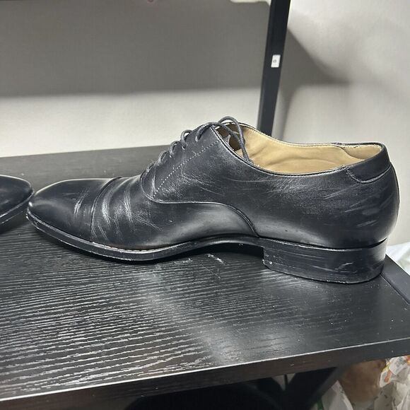 Magnanni Flex Mens Size 12 Black Leather Dress Shoes Cap Toe - Picture 9 of 13